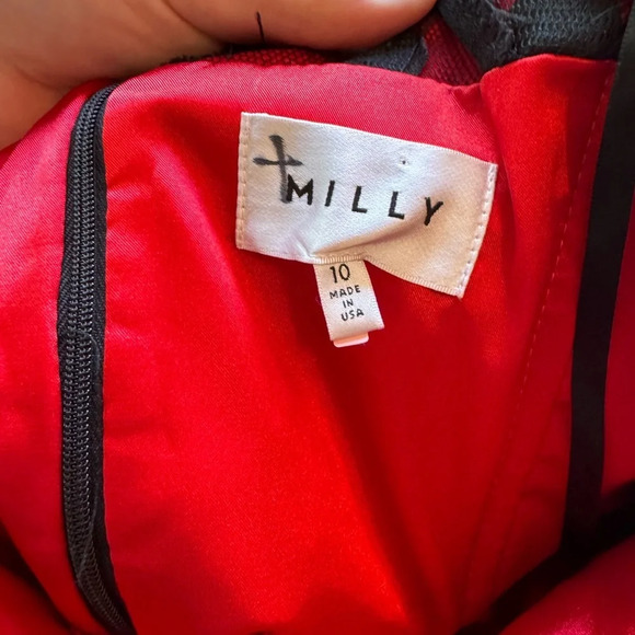 Milly Anthropologie Red and Black Lacey Vampire Bustier Strapless Midi Dress C - Picture 3 of 5